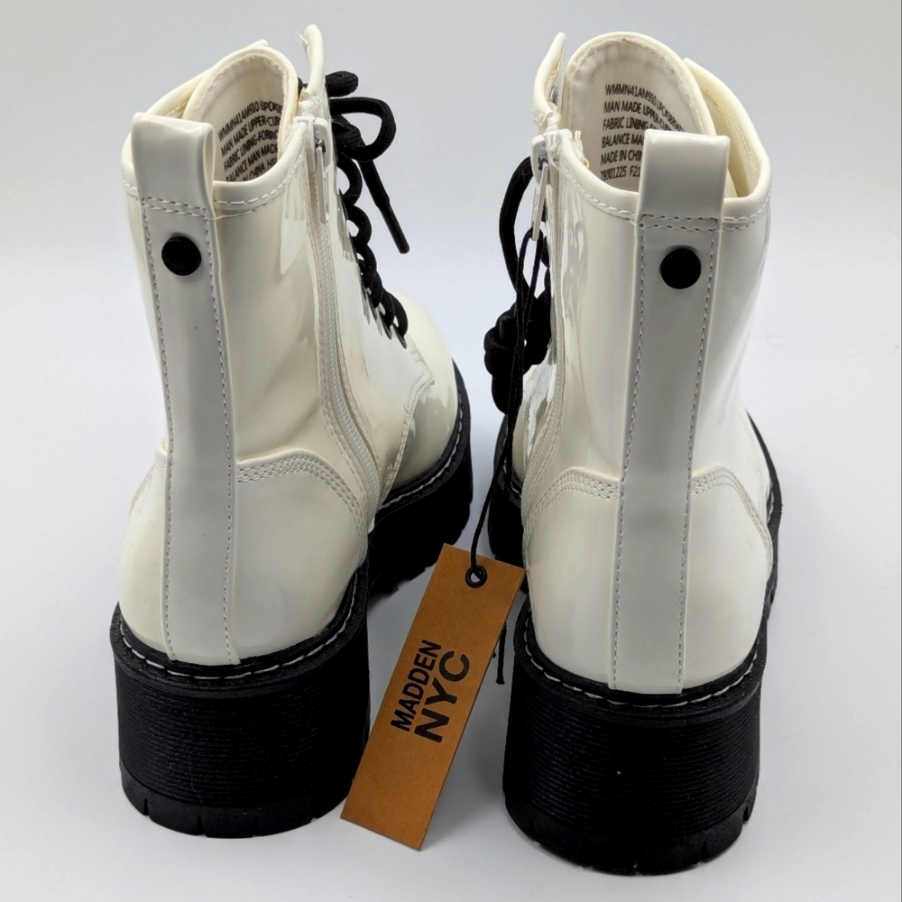 Madden NYC White Patent Boots 8 NWT - Picture 4 of 6